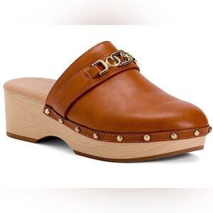 EUC Sam Edelman sz8 Studded Kaye Platform Clog Mules with Gold/Silver Accents…